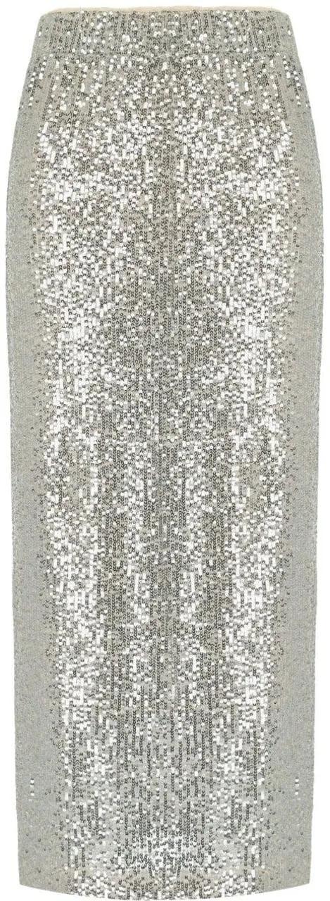 Thumbnail - Max Mara - Max Mara Weekend Ottelia Silver Sequins Skirt Silv - Größe L - silberfarben