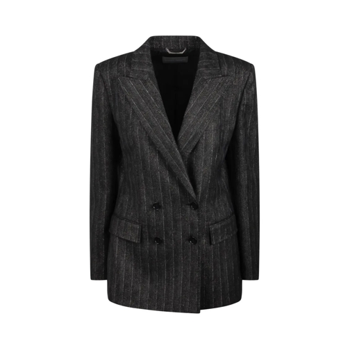 Alberta Ferretti Blazer Lurex Pinstripe Jacket Black