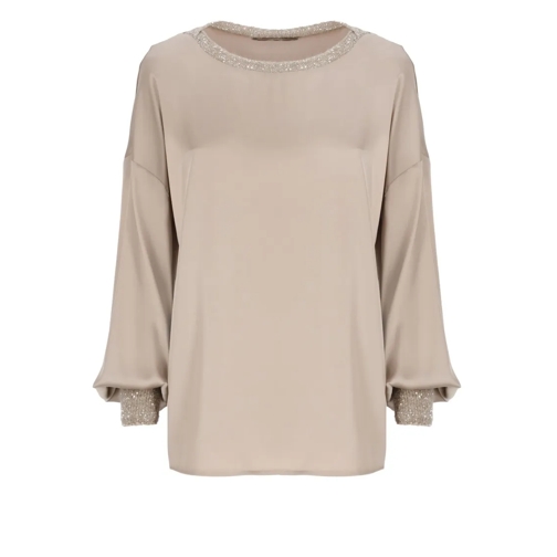 D. Exterior Pullover Beige Satin Sweater Neutrals