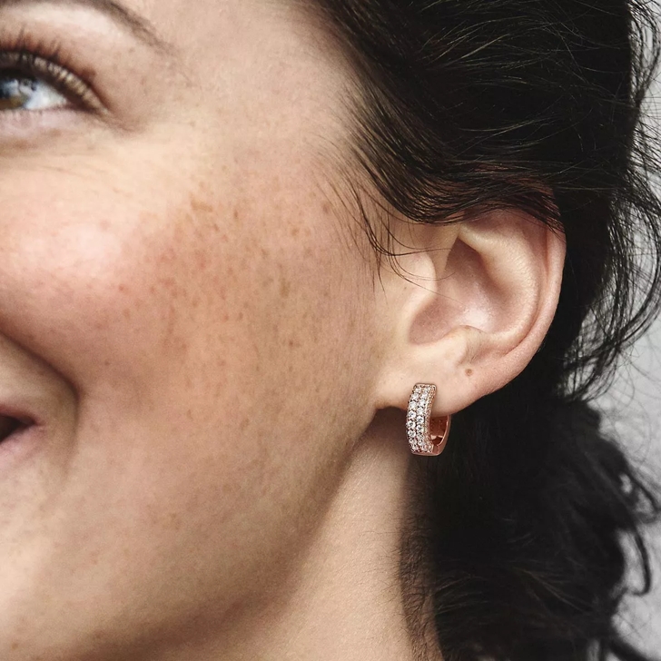 Pandora pave double hoop earrings deals