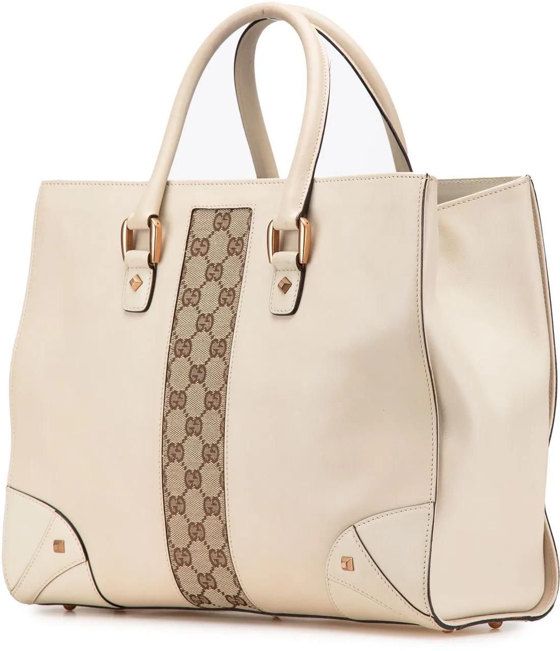 Thumbnail - Gucci Shopper - Calfskin and GG Canvas Nailhead Tote - Gr. unisize - in Weiß - für Damen