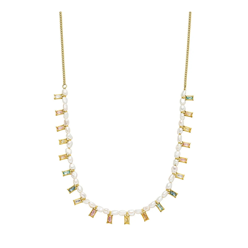 Purelei Mittellange Halskette Kette Colorful Coral gold