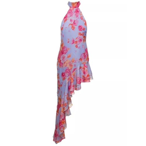 Andamane Asymmetric Halerneck Dress With Floral Print In Mu Multicolor 
