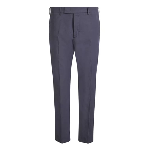 Pt Torino Cropped Chino Stretch-Cotton Trousers Blue Broeken