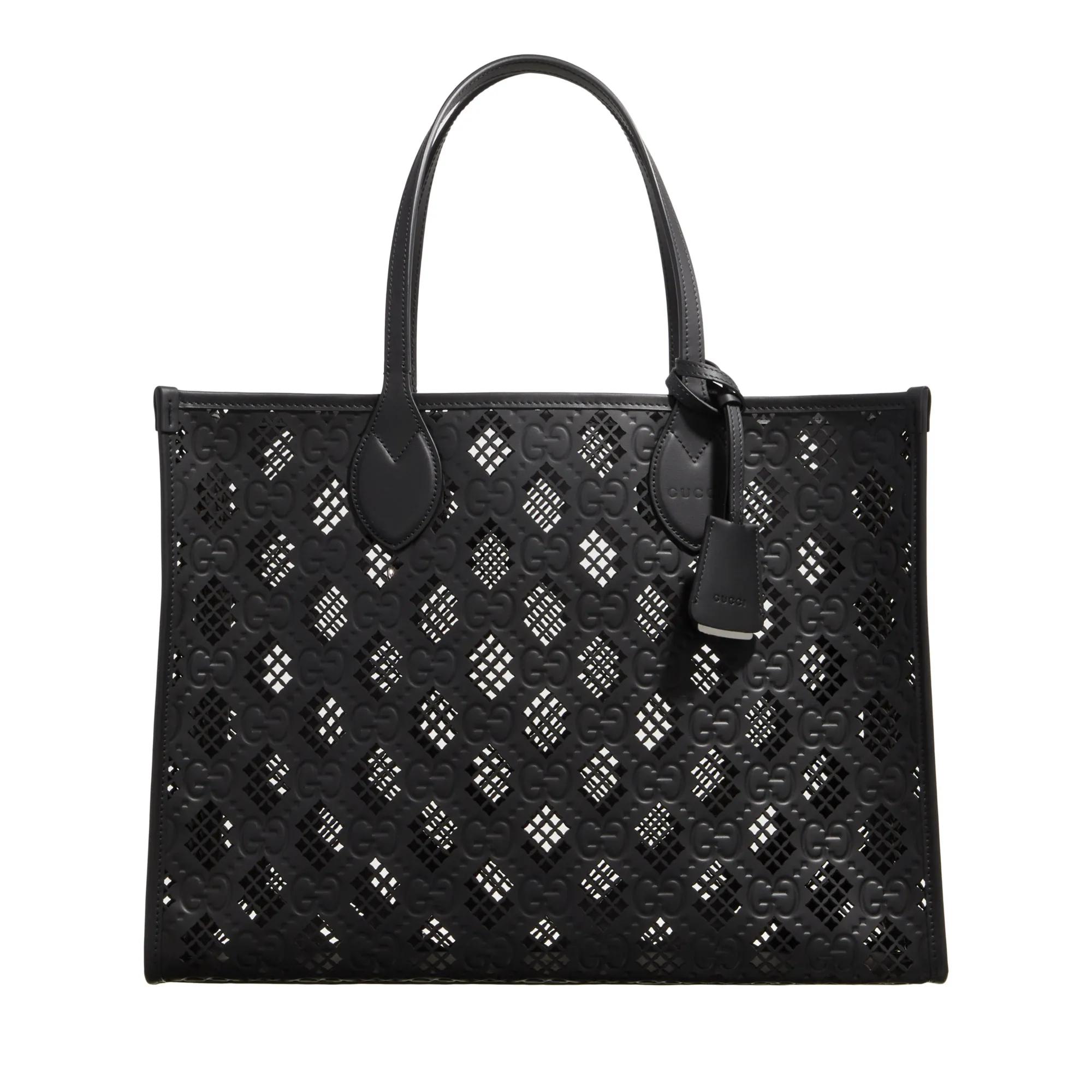 Gucci Tote - Laser Cut Gg Leather Tote Bag - Gr. unisize - in Schwarz - für Damen