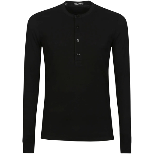 Tom Ford T-Shirts Long Sleeve Henley T-shirt Black schwarz