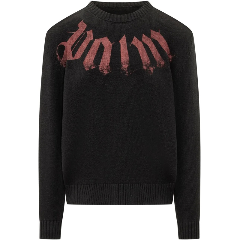 Palm Angels  Maglione Girocollo con Logo Grande schwarz