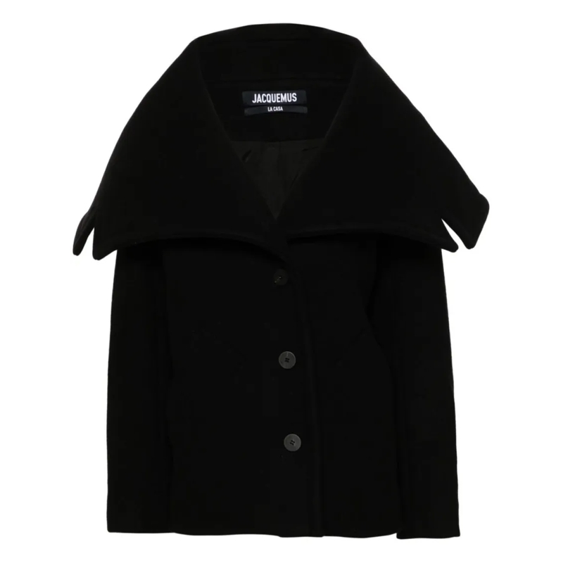 Jacquemus Winterjas Oversized Black Virgin Wool Coat Black