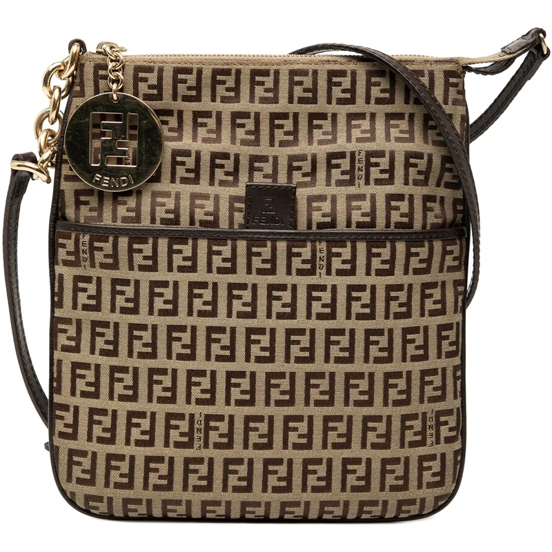 Fendi Schultertasche Zucchino Canvas Forever Crossbody braun