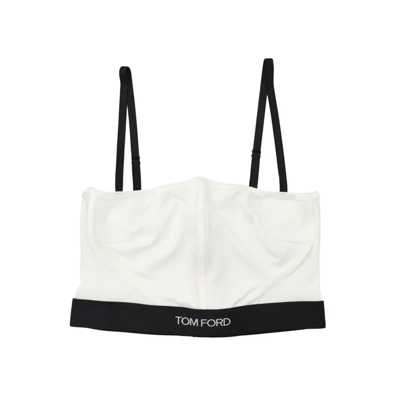 Tom Ford  Modal Signature Bra With Embroidered Band White