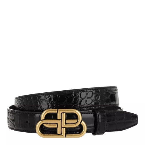 Balenciaga BB Thin Belt Leather Black Thin Belt