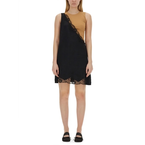 MM6 Maison Margiela Mini-Kleider Asymmetrical Black Midi Dress With Lace Detailing Black
