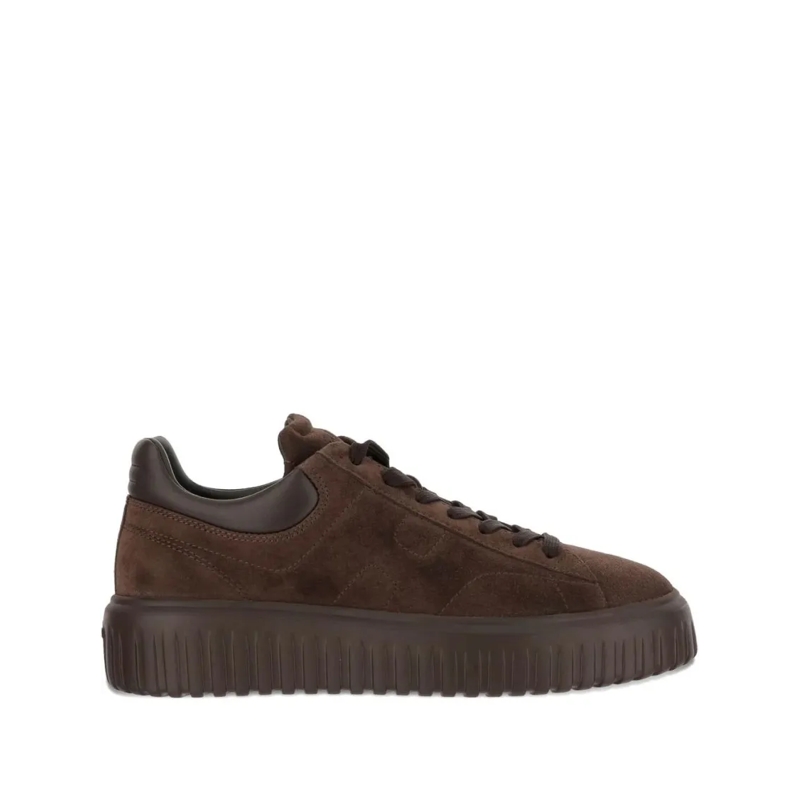 Hogan Lage-top sneaker H-Stripes H Lace-Up Shoes With Calfskin Finish Brown