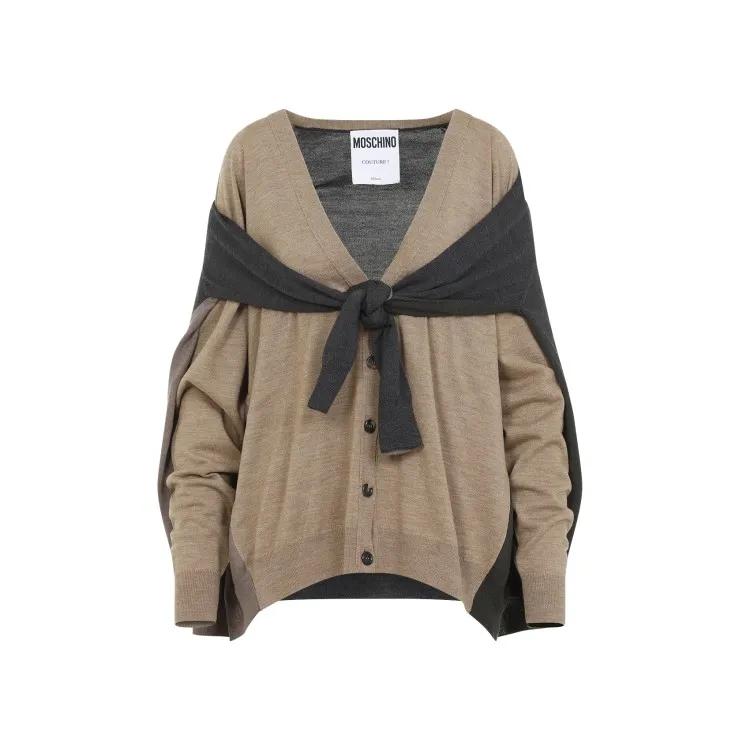 Moschino - Beige Virgin Wool Cardigan - Größe 40 - braun