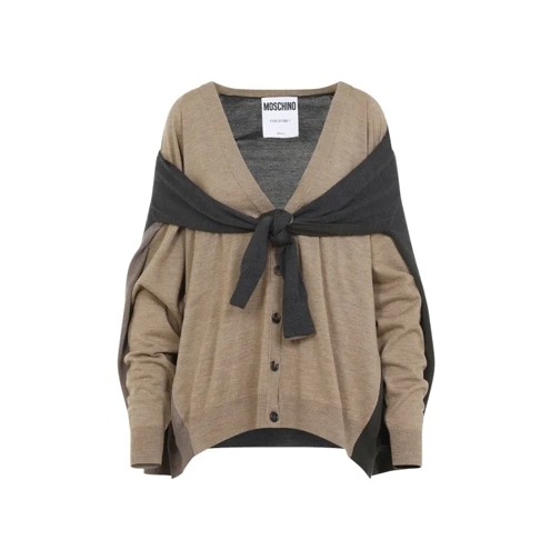 Moschino Beige Virgin Wool Cardigan Brown Cardigan