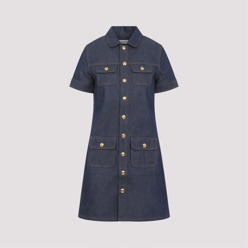 Celine Midi-jurk Pointed Collar Mini Dress Grey