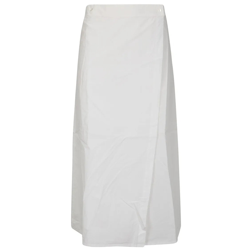 MININA Midirok Lightweight Cotton Midi Skirt White