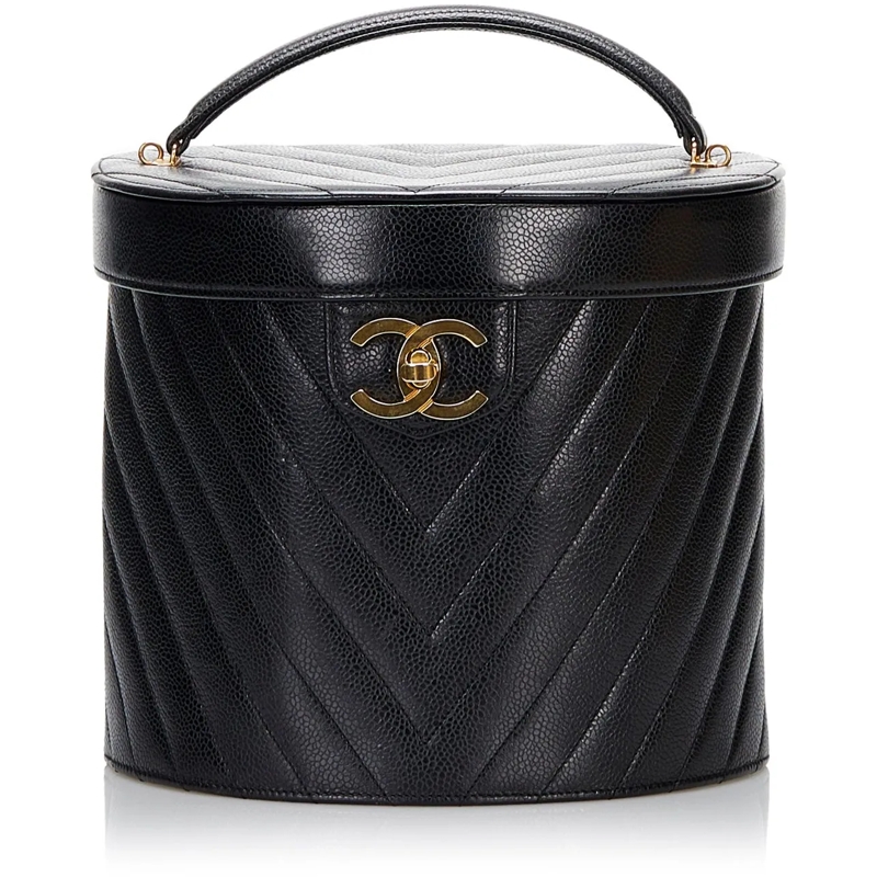 Chanel Schultertasche CC Caviar Leather Vanity Bag schwarz