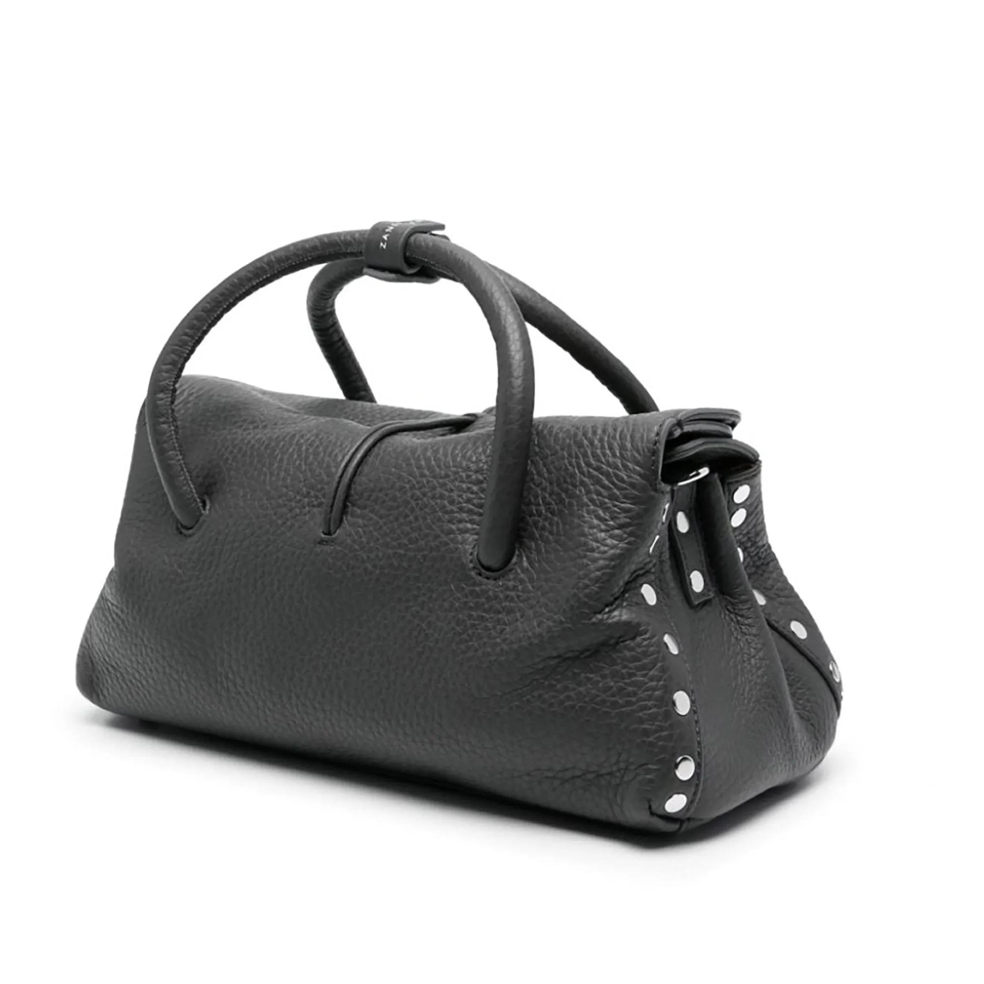 Zanellato Stud Embellished Charcoal Grey Leather Bag Gray Dames