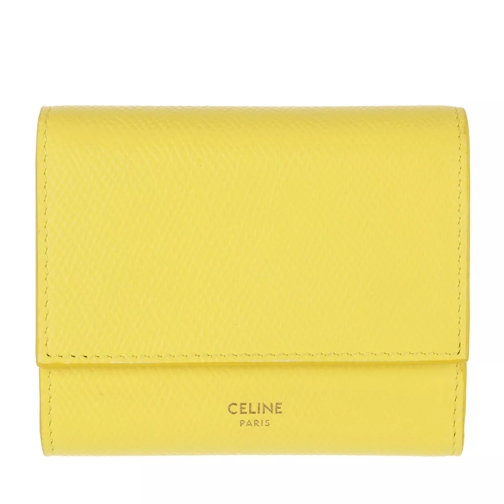 Celine Trifold Wallet Small Leather Citron Tri-Fold Portemonnee