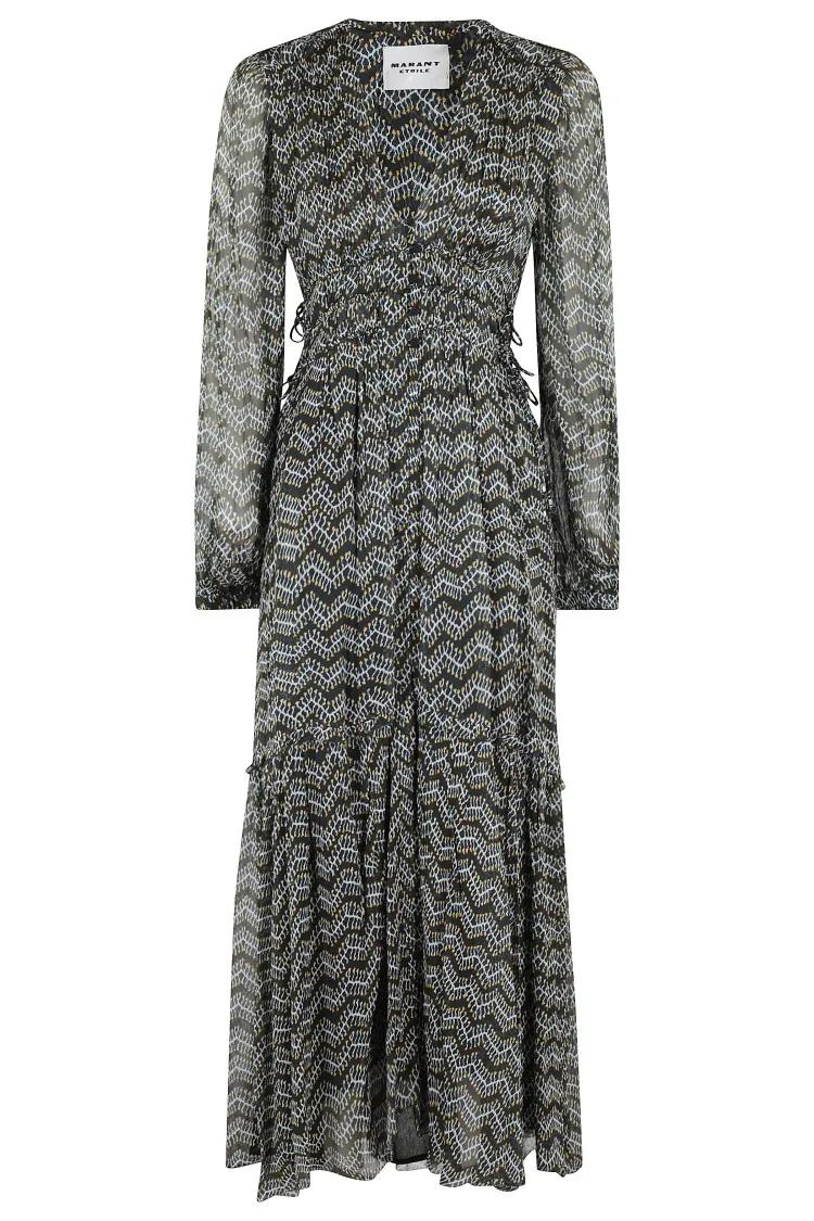 Thumbnail - Etoile Isabel Marant - Draped Black Maxi Dress With V-Neckline - Größe 34 - grau