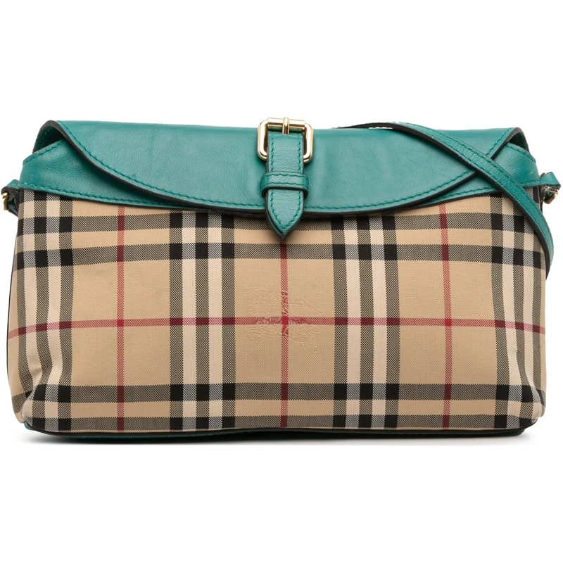 Burberry Sac à bandoulière Haymarket Check Canvas Leah Crossbody braun