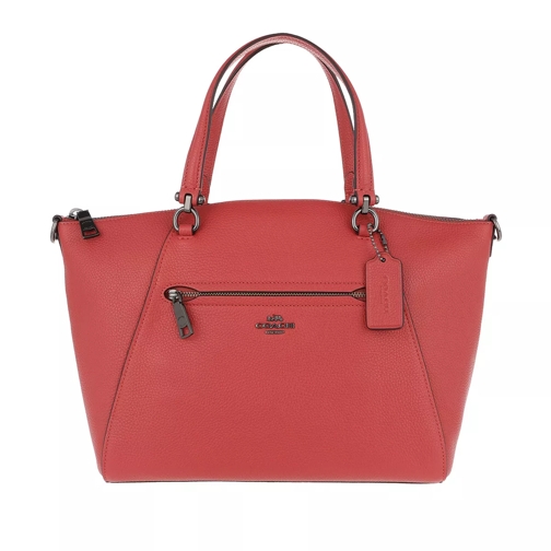 Coach Polished Pebbled Leather Prairie Satchel Bag Washed Red Tote