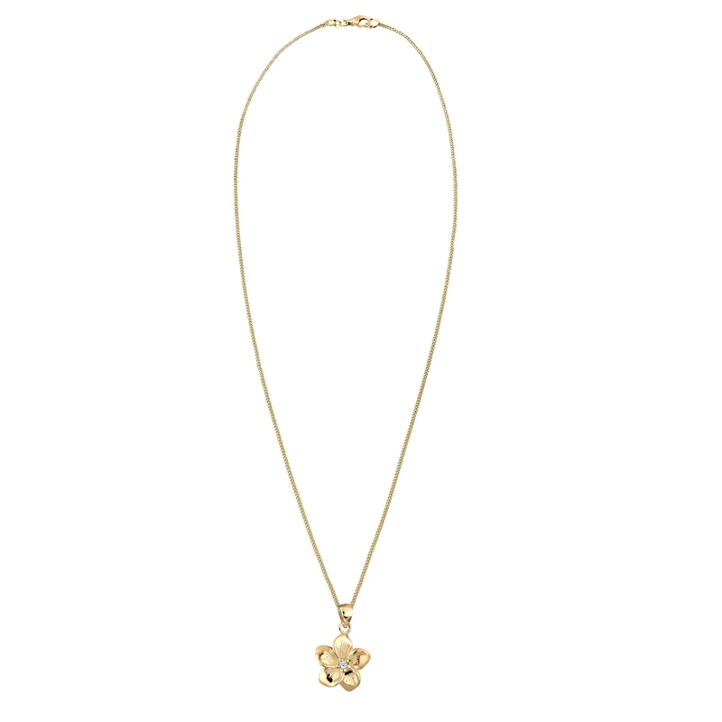 Elli Mittellange Halskette Halskette Frangipani Blüte Diamant (0.03 ct) 925 S gold(Image 15)