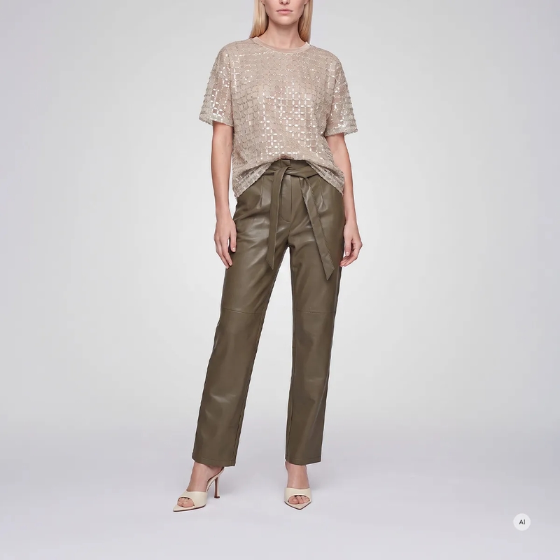 Marc Aurel Bluse Paillettenshirt- mit Reisverschluss und Samtband grau(Image 2)