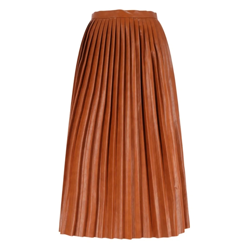 MM6 Maison Margiela Midirok Pleated Midi Skirt – Brown Brown