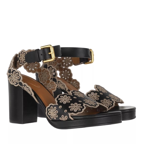 See By Chloé Platform Sandals Leather Nero/Taupe Sandaal