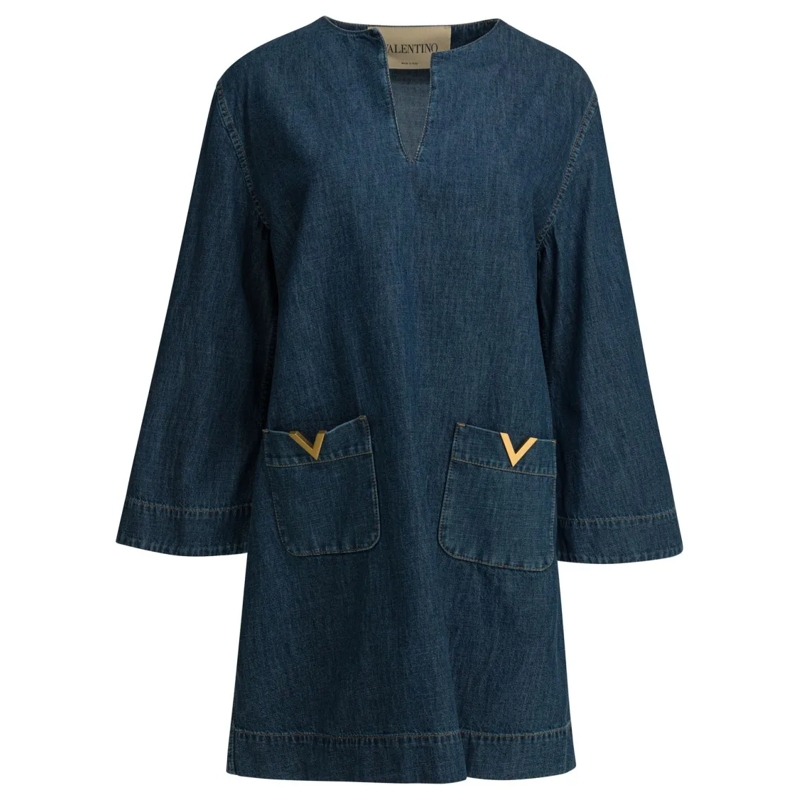 Valentino Garavani Mini-robe Relaxed Fit Denim Dress Black