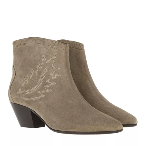 Isabel Marant Dacken Classic Boots Stitched Velvet Taupe Stiefelette