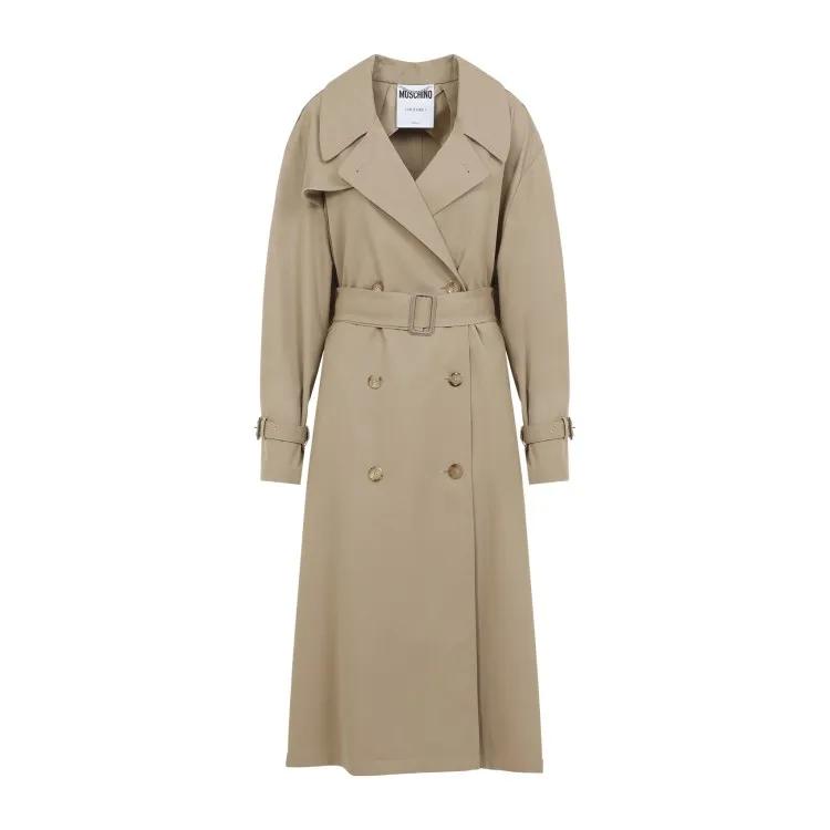 Moschino - Beige Cotton Nylon Coat - Größe 38 - braun