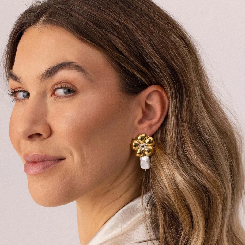 Purelei Ohrstecker Ohrringe Floral Pearly gold(Image 2)