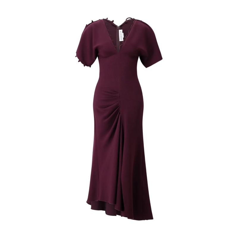 Victoria Beckham  Elegantes Midikleid Dunkelrot