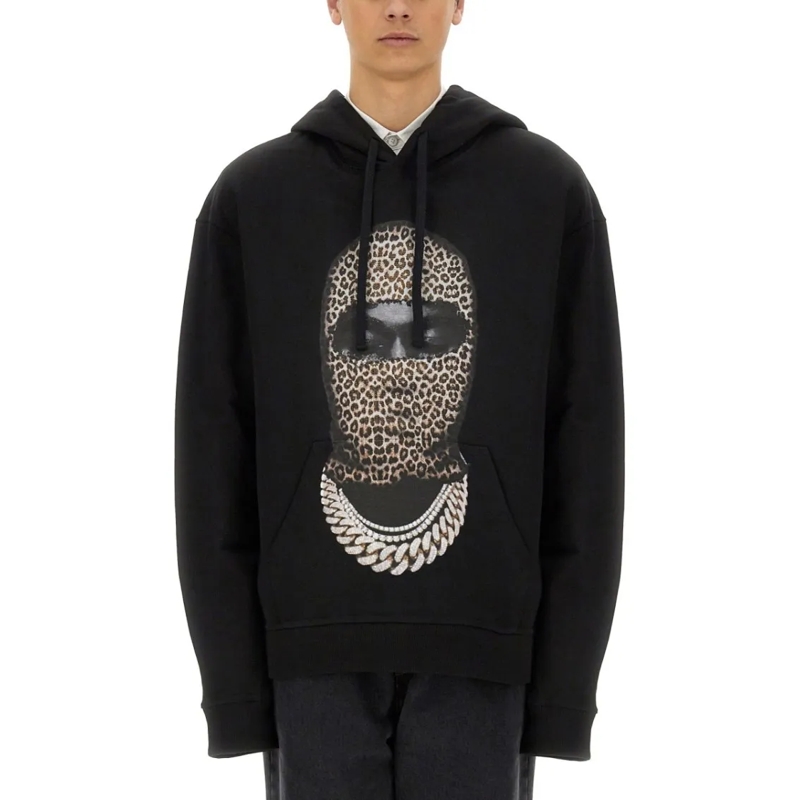 Ih Nom Uh Nit  Leopard Mask Print Sweatshirt Black