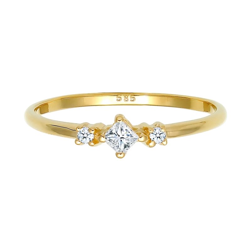 Elli Diamantring Ring Prinzessschliff Diamant (0.13 ct) 585 Gelbgol gold(Image 2)