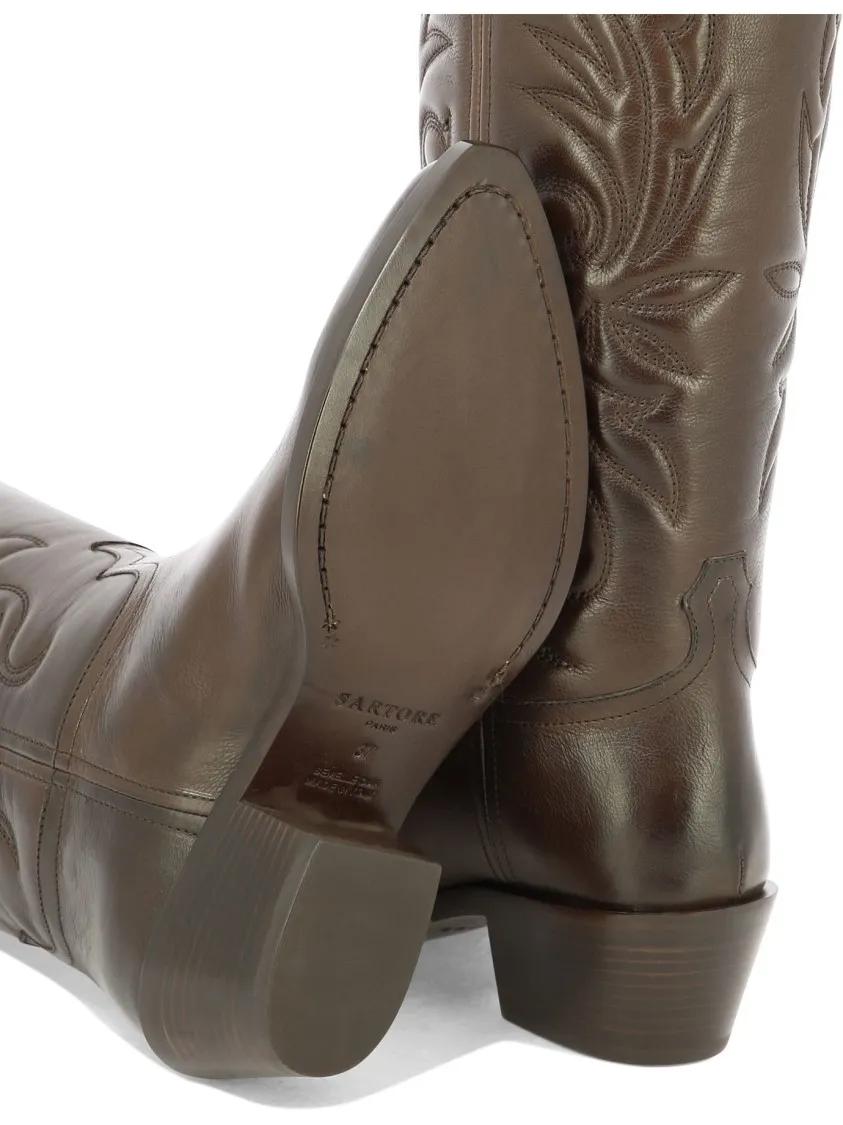 Thumbnail - Sartore Stiefel - Intricate Stitch Texan Ankle Boots - Gr. 38,5 (EU) - in Grün - für Damen