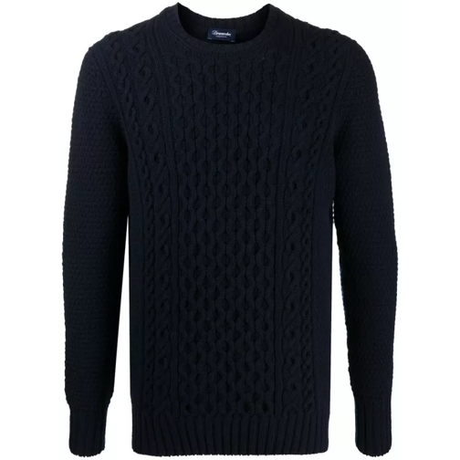 Drumohr Navy Blue Lambs Wool Sweater Blue 