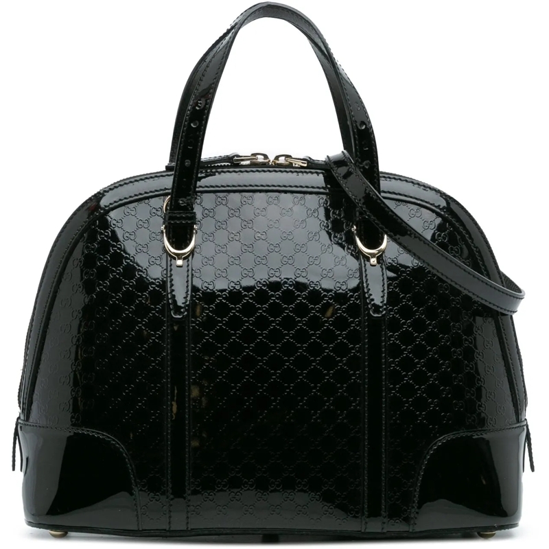Gucci Sac à bandoulière Small Microguccissima Patent Nice Satchel schwarz