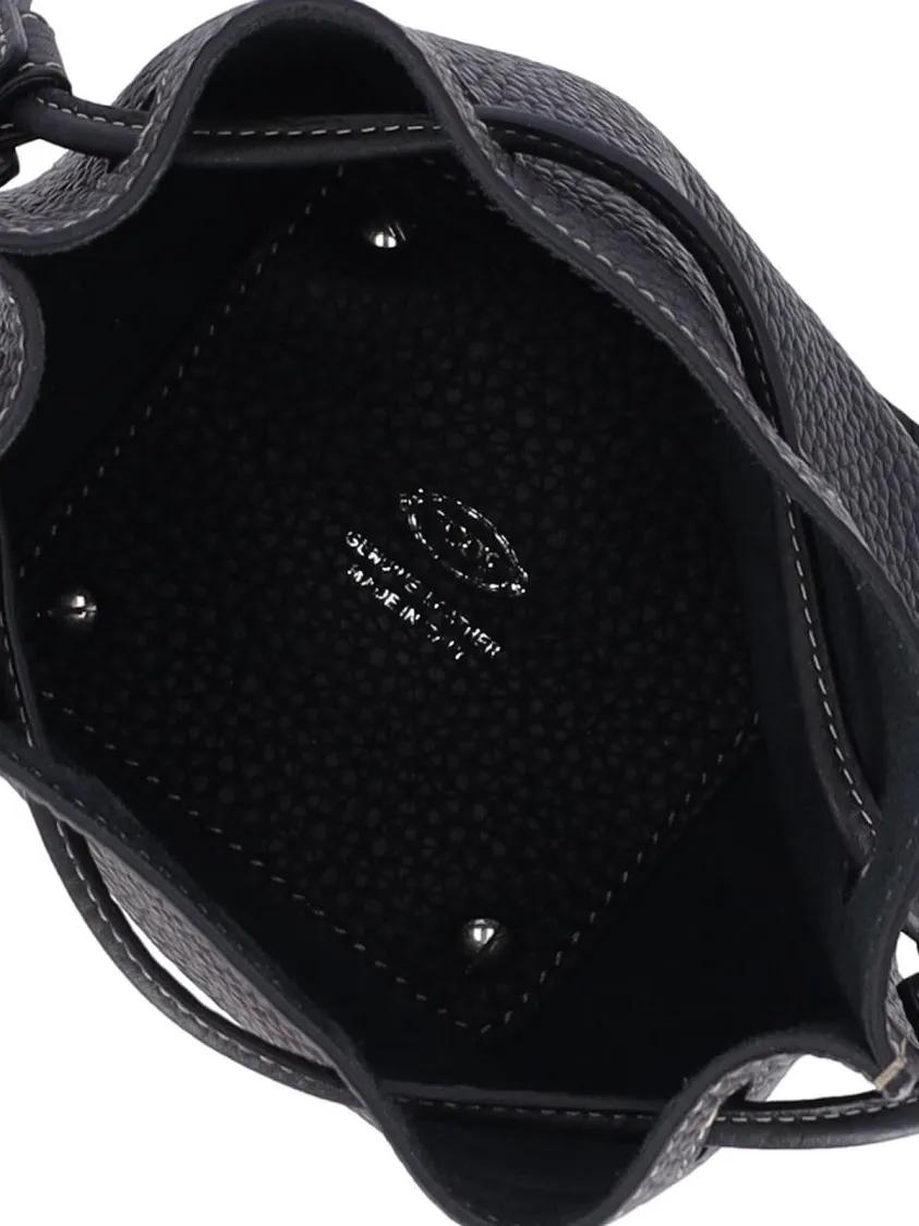 TOD'S Bucket bags Micro Bucket Bag In Textured Black Leather in zwart