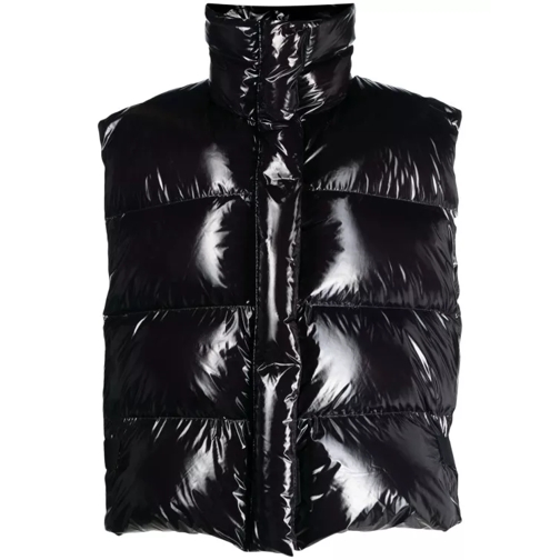 MSGM  Glossy Padded Zip-Up Gilet Black