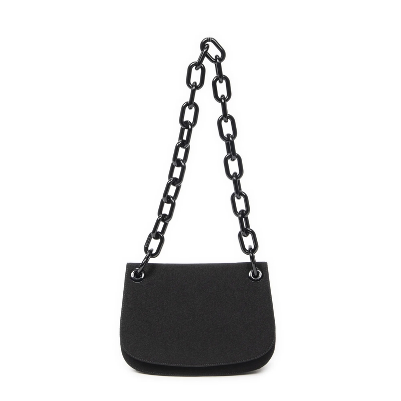 Prada Crossbody Bag Lucite Chain Shoulder Flap schwarz