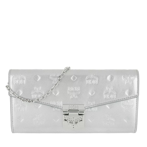MCM Patricia Patent Flap Wallet Large Silver Wallet On A Chain