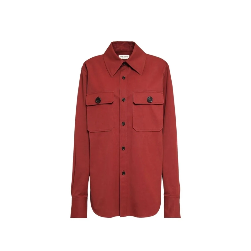 Saint Laurent Overhemd Red Cotton Shirt Red