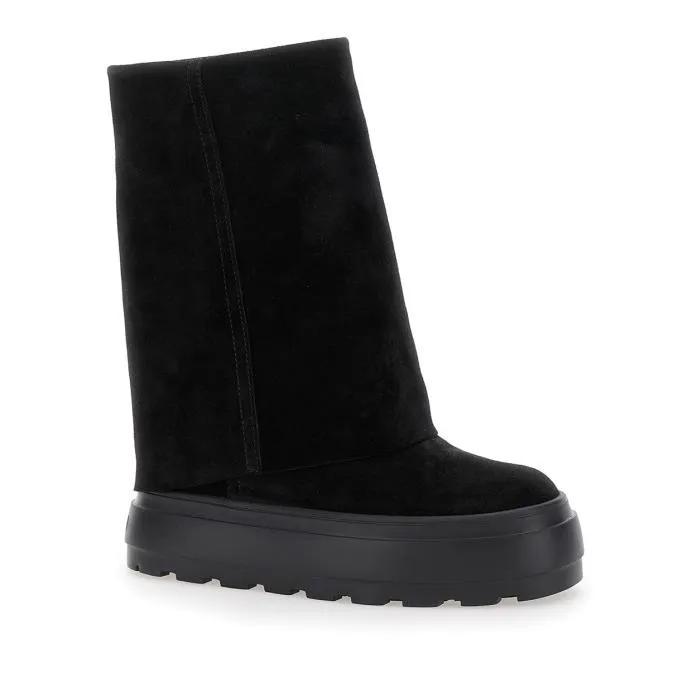 Casadei Boots & Stiefeletten - Black Boots With Turn-Up With Platform In Suede - Gr. 37,5 (EU) - in Schwarz - für Damen