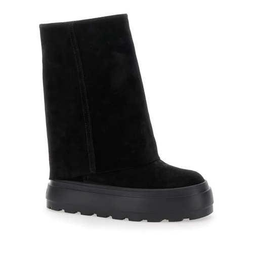 Casadei Stiefel Black Boots With Turn-Up With Platform In Suede Black