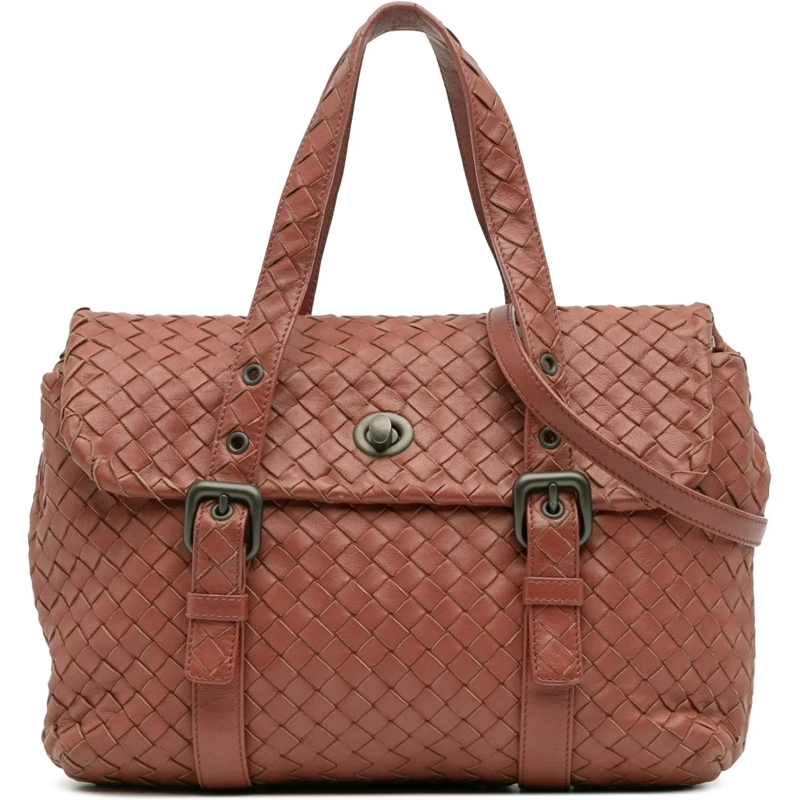 Bottega Veneta Sac à bandoulière Nappa Intrecciato Flap Satchel rot