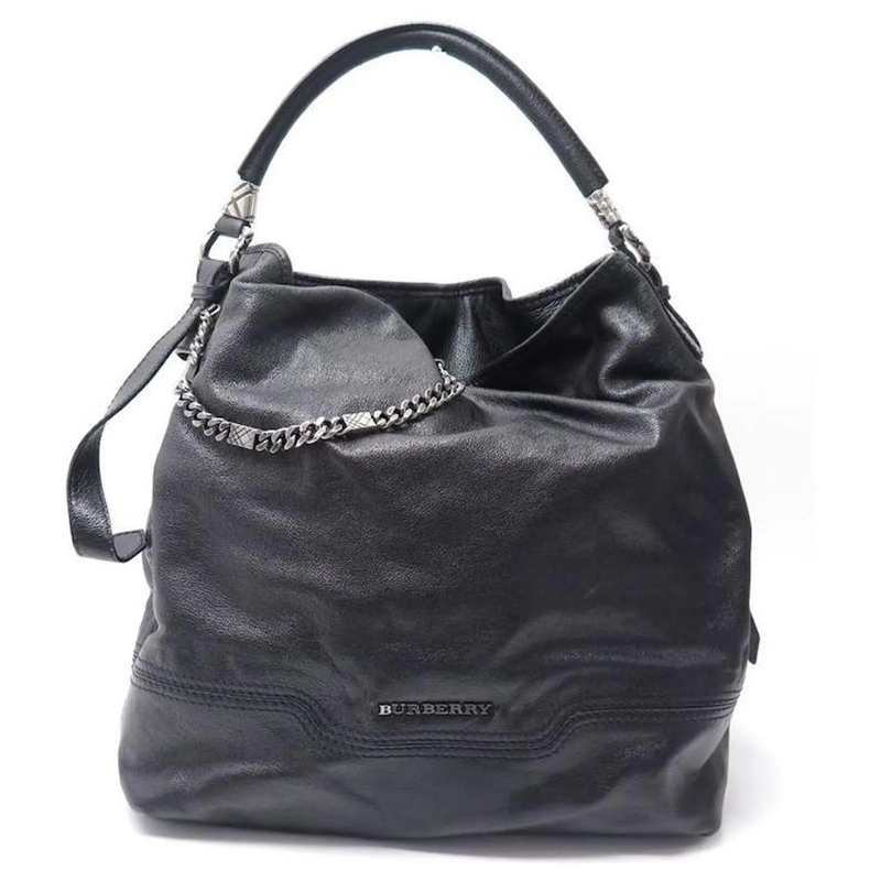 Burberry Bucket Bag BURBERRY ASHMORE HANDTASCHE 36 CM SCHWARZ LEDER HA schwarz